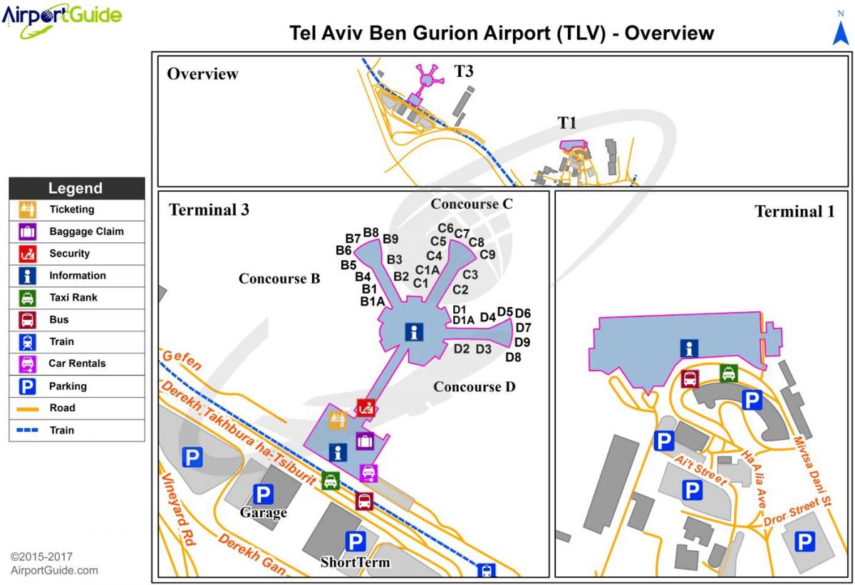 ben gurion medzinárodné letisko mapu
