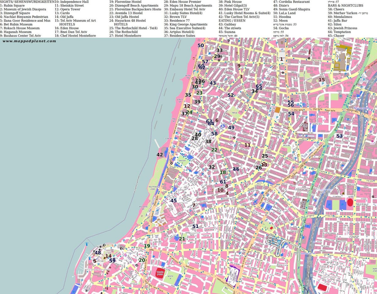 mapa rabin námestie Tel Aviv