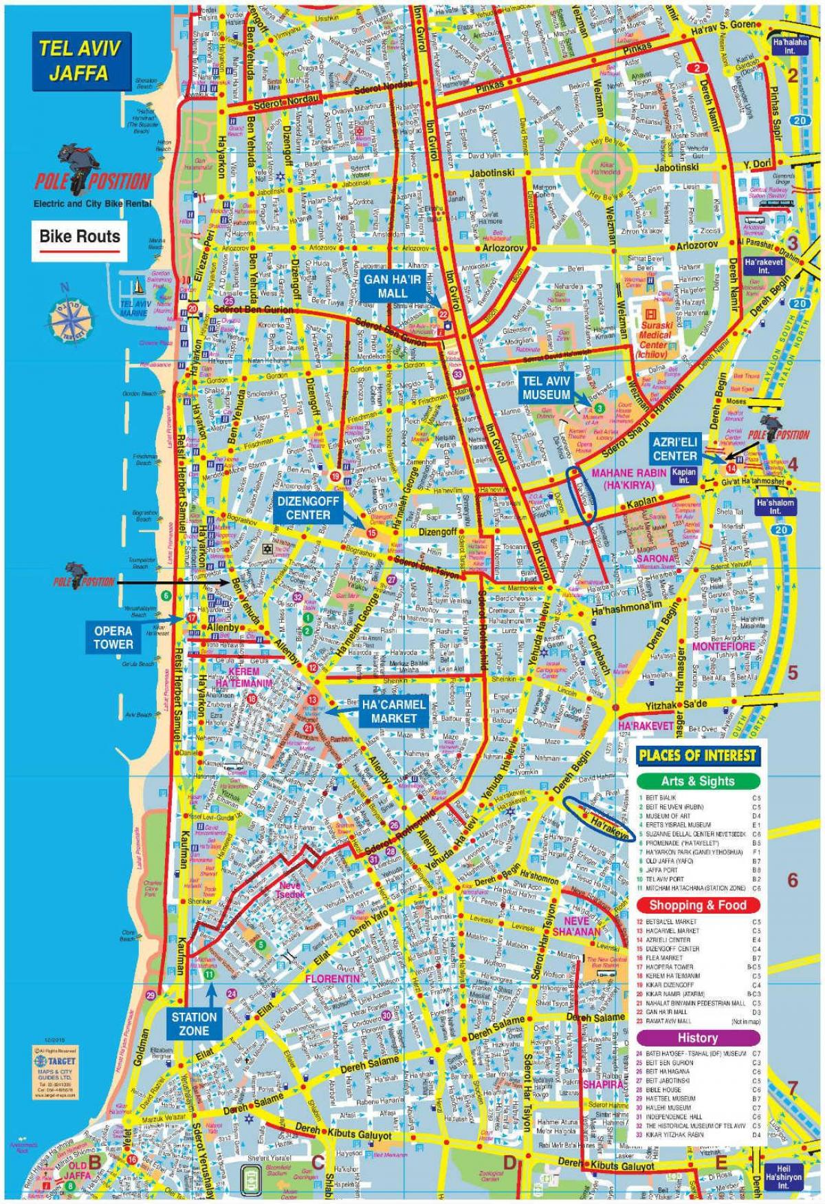 mapa Tel Aviv bicykli