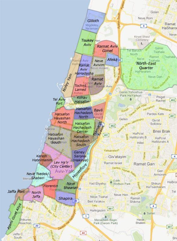 Tel Aviv štvrtí mapu