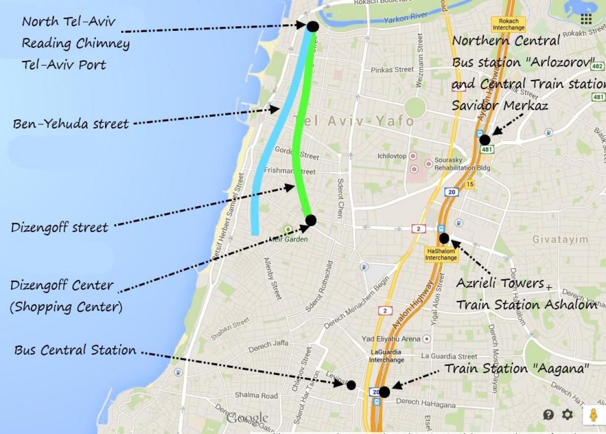 mapa Tel Aviv verejnej dopravy