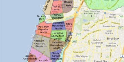 Tel Aviv štvrtí mapu