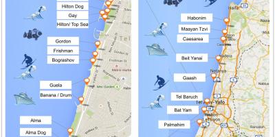 Mapa Tel Aviv pláže